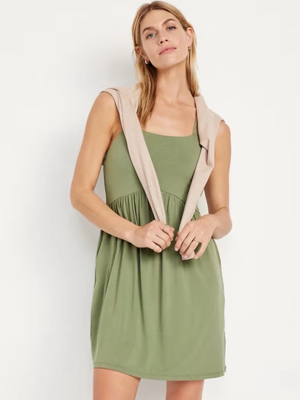 Old Navy Olive Green Sleeveless Mini Dress with Crisscross Back - Picture 7 of 8